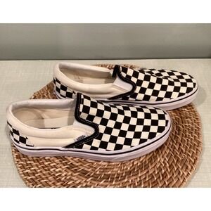 Vans Classic Slip-On Checkerboard Black White - Mens 7 & Womens 8.5 Sneakers